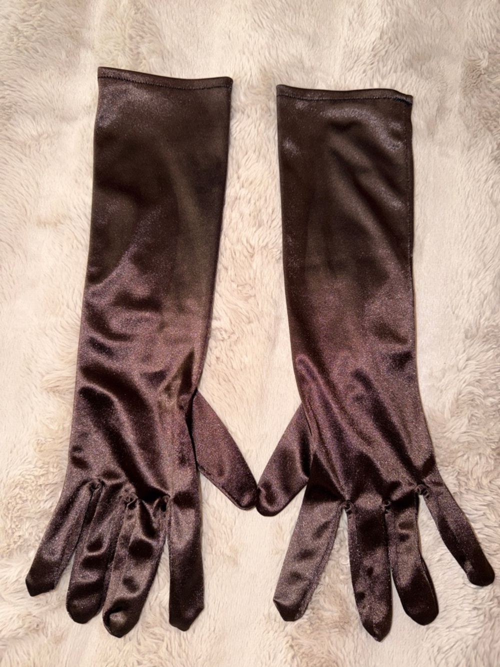 15” Long Satin Evening Gloves in Deep Brown